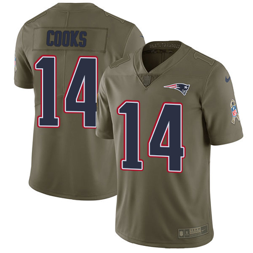 Nike Patriots #14 Brandin Cooks Olive Men's Stitched NFL Limited Salute To Service Jersey - Click Image to Close
